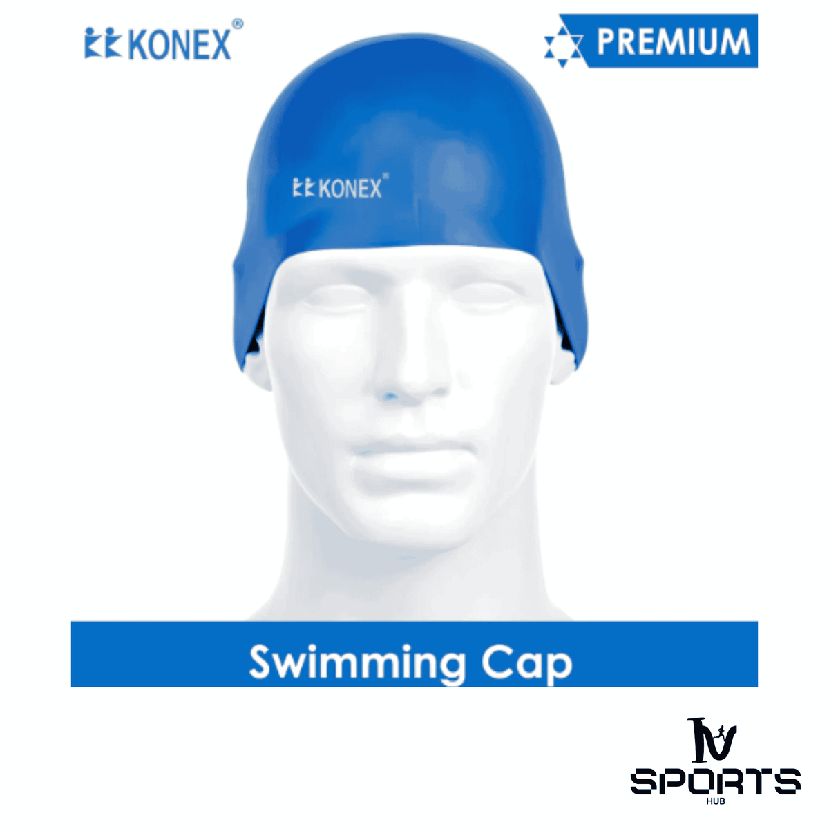 Konnex Swimming Cap(Black/Blue) – Swim with Style and Comfort!