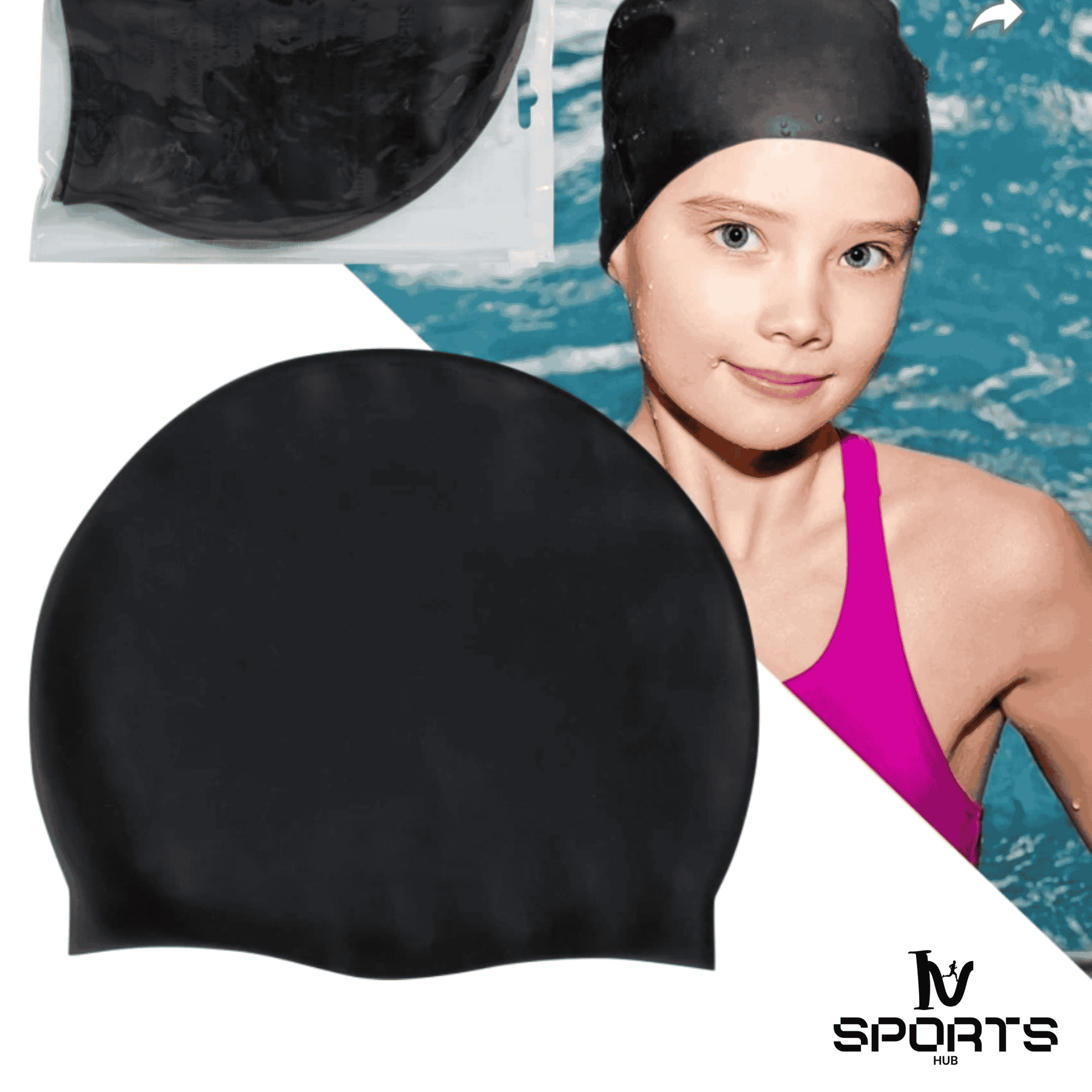 Konnex Swimming Cap(Black/Blue) – Swim with Style and Comfort!